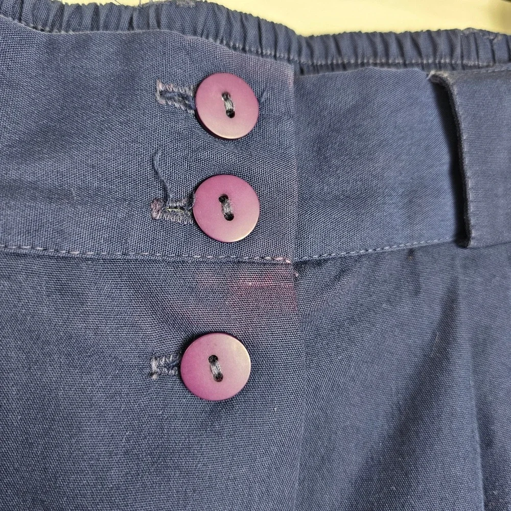 Petite Sophisticate Skirt Women Size 4 Navy Blue Button Front Midi Pleated